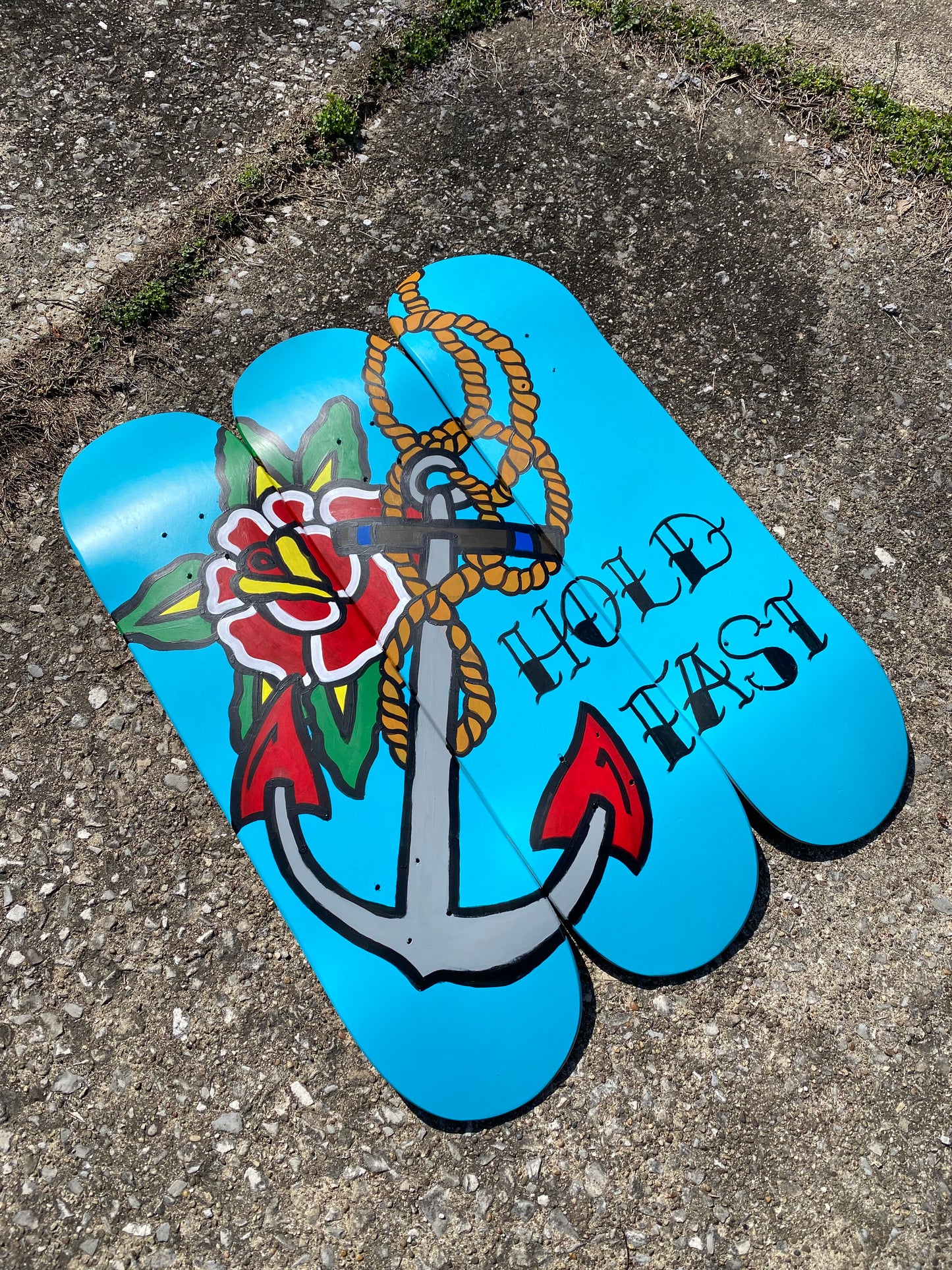“Hold Fast” Hand Painted Skateboard Set